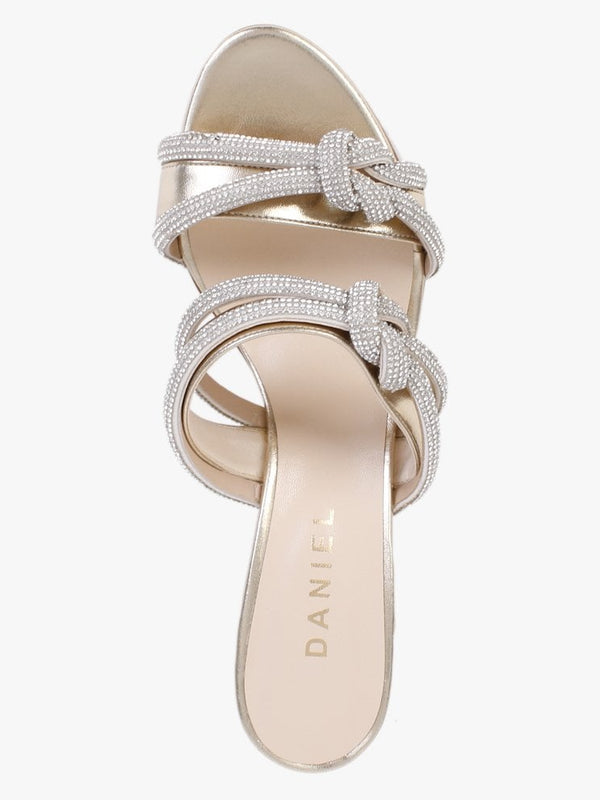 Kitante Gold Diamante Trim Two Bar Kitten Heels
