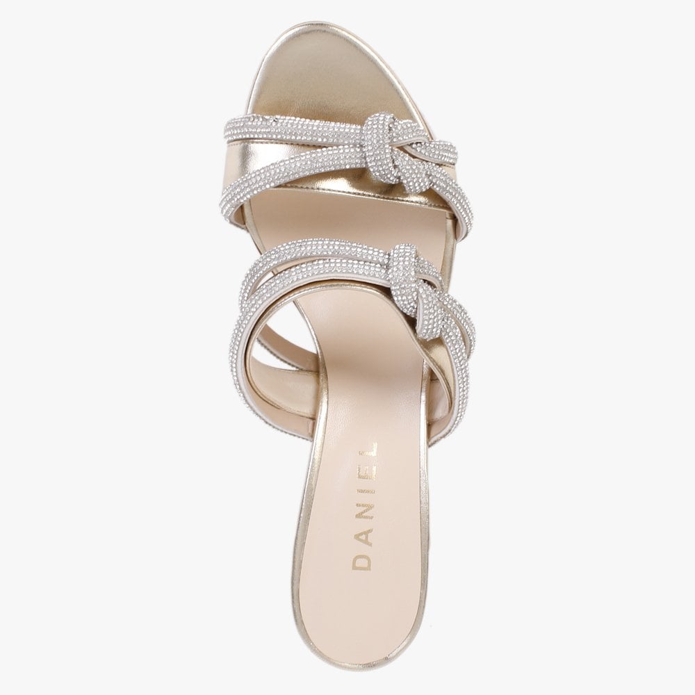 Kitante Gold Diamante Trim Two Bar Kitten Heels