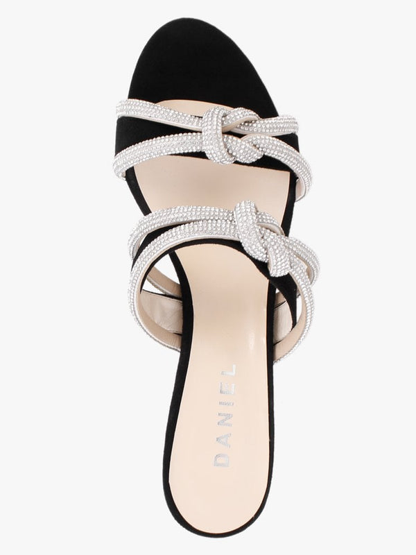 Kitante Black Diamante Trim Two Bar Kitten Heels
