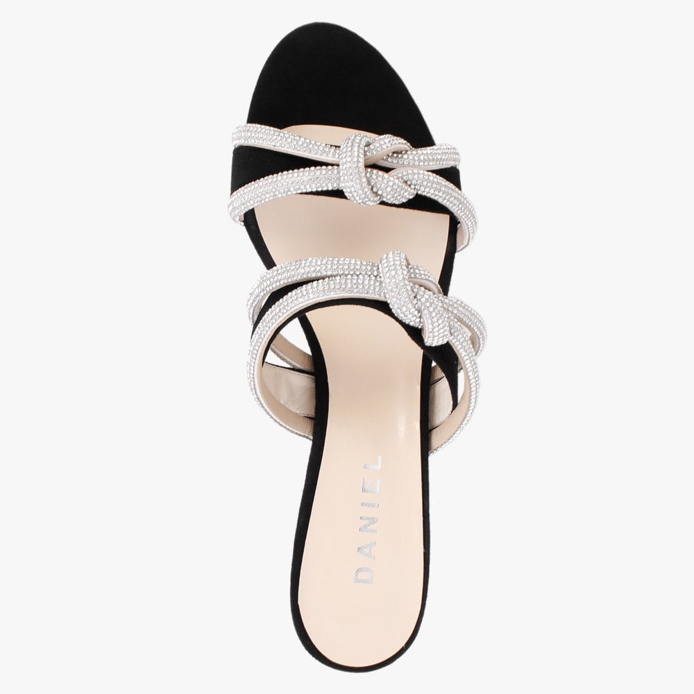Kitante Black Diamante Trim Two Bar Kitten Heels