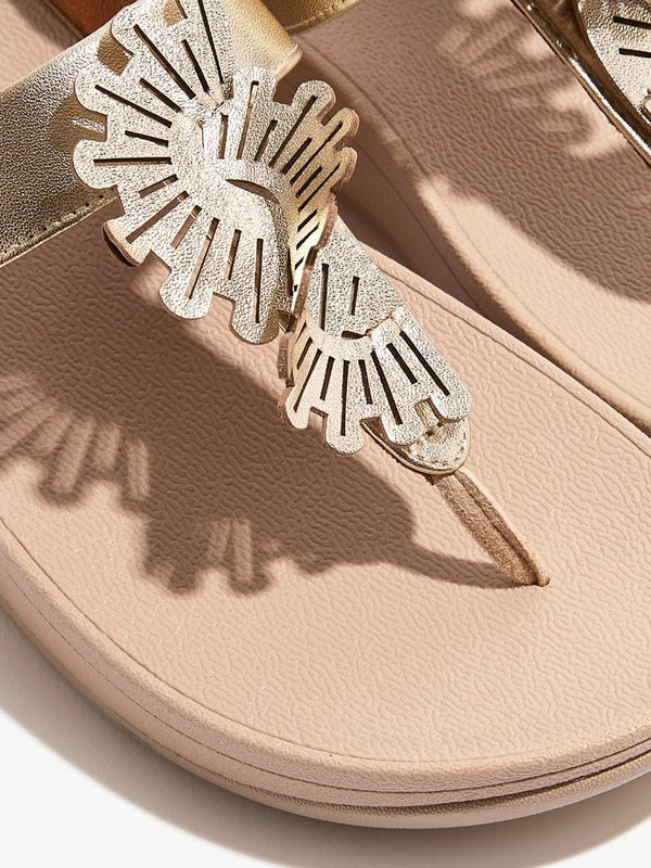Fino Scallop Twist Platino Leather Toe Post Sandals
