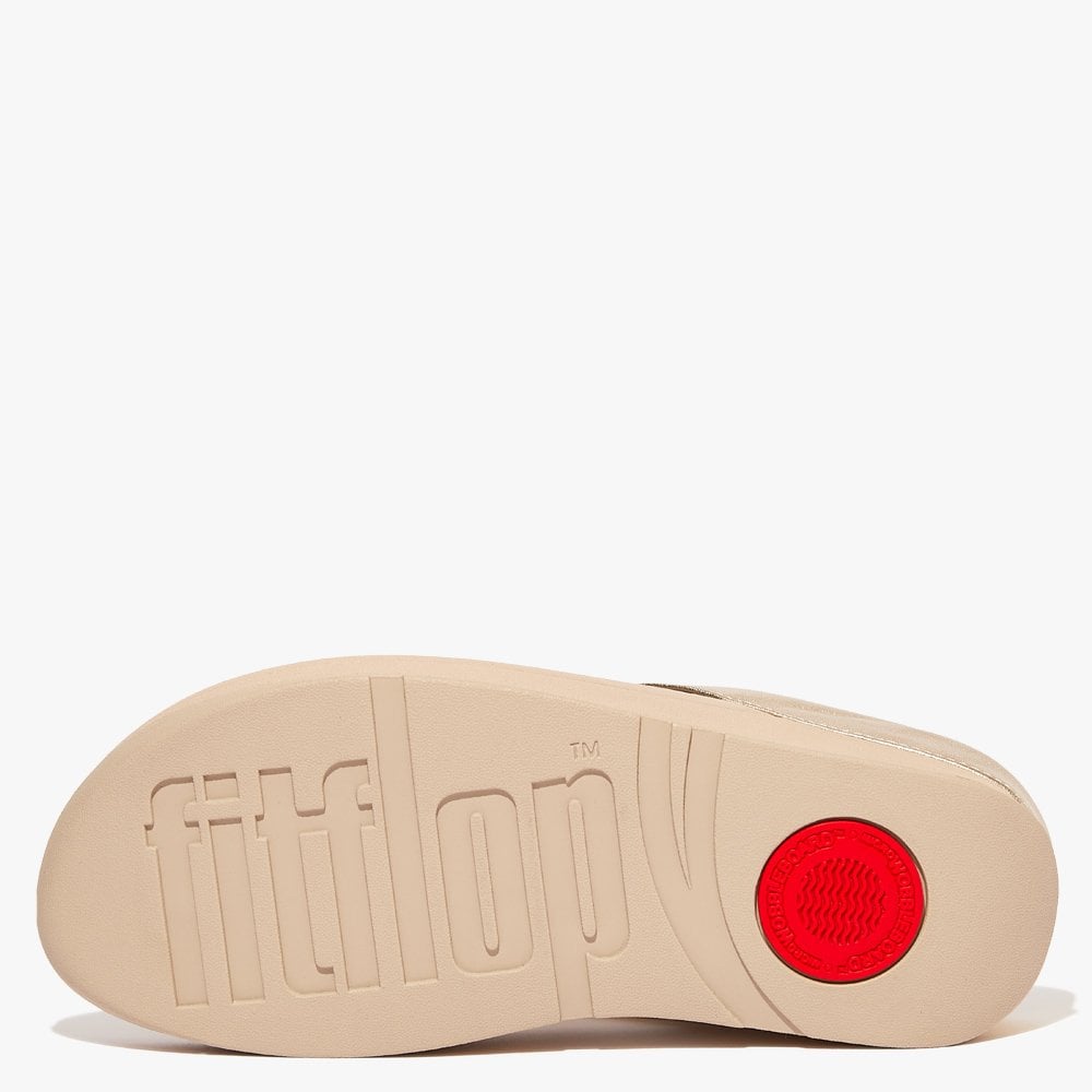 Fino Scallop Twist Platino Leather Toe Post Sandals