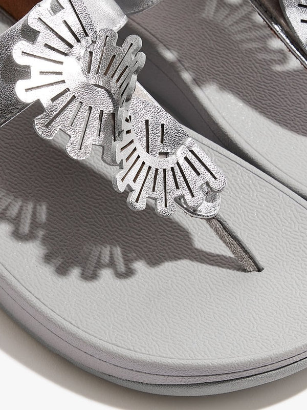 Fino Scallop Twist Silver Leather Toe Post Sandals