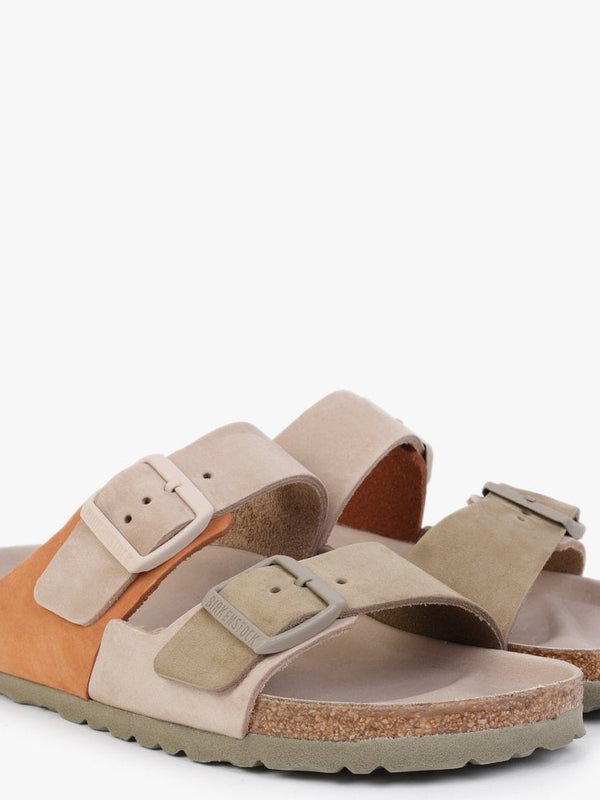 Arizona Split Sandcastle Faded Khaki Leather Two Bar Mules