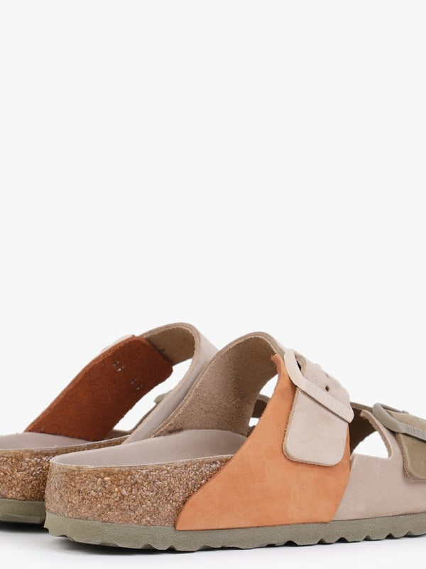 Arizona Split Sandcastle Faded Khaki Leather Two Bar Mules