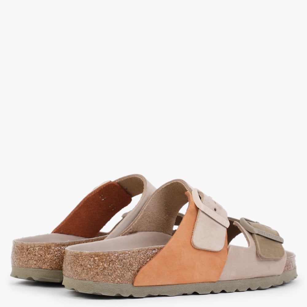 Arizona Split Sandcastle Faded Khaki Leather Two Bar Mules