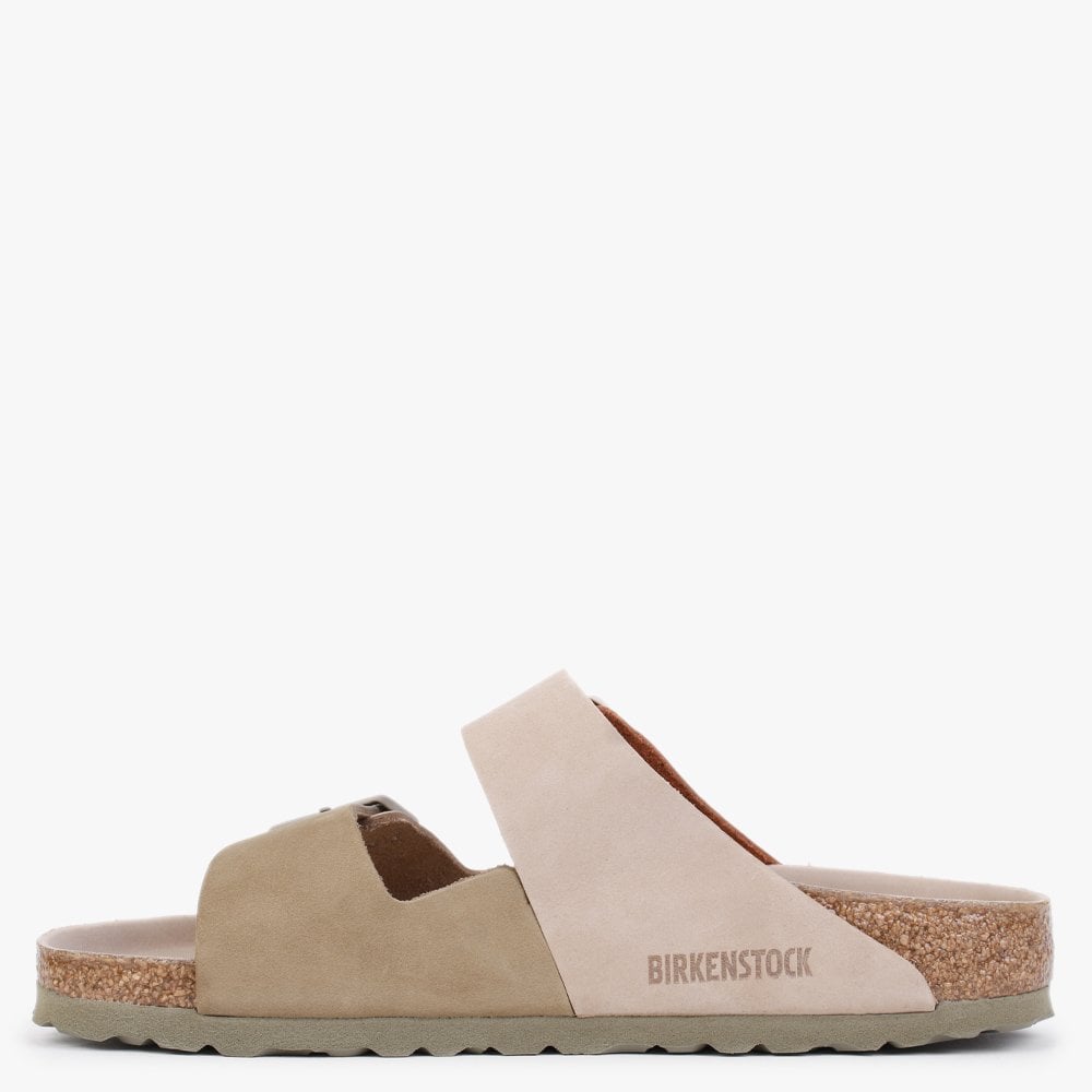 Arizona Split Sandcastle Faded Khaki Leather Two Bar Mules