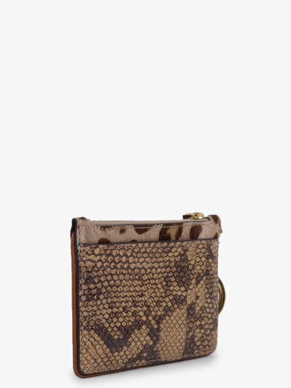 Zip Leopard Calf Hair & Reptile Leather Card Case
