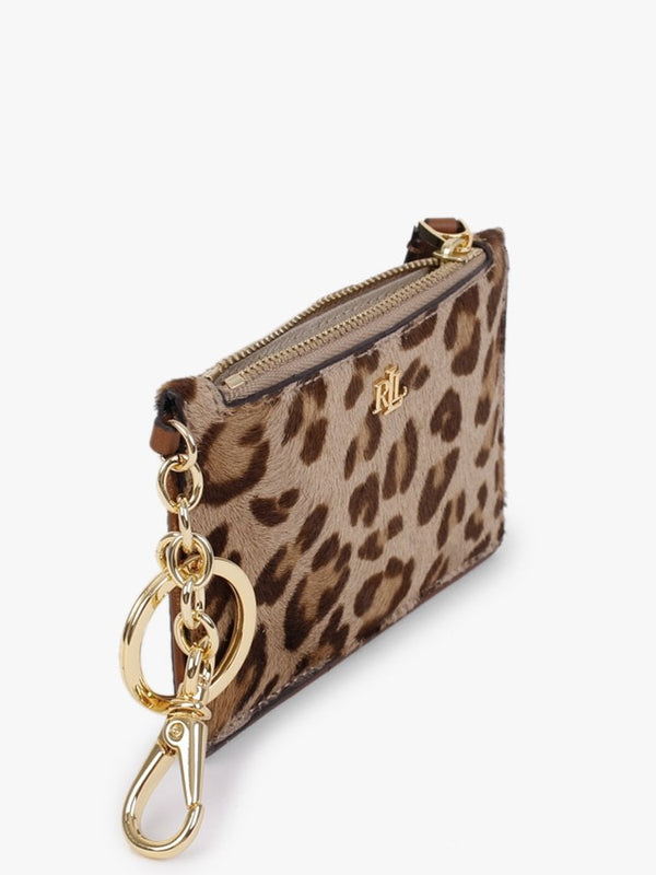 Zip Leopard Calf Hair & Reptile Leather Card Case