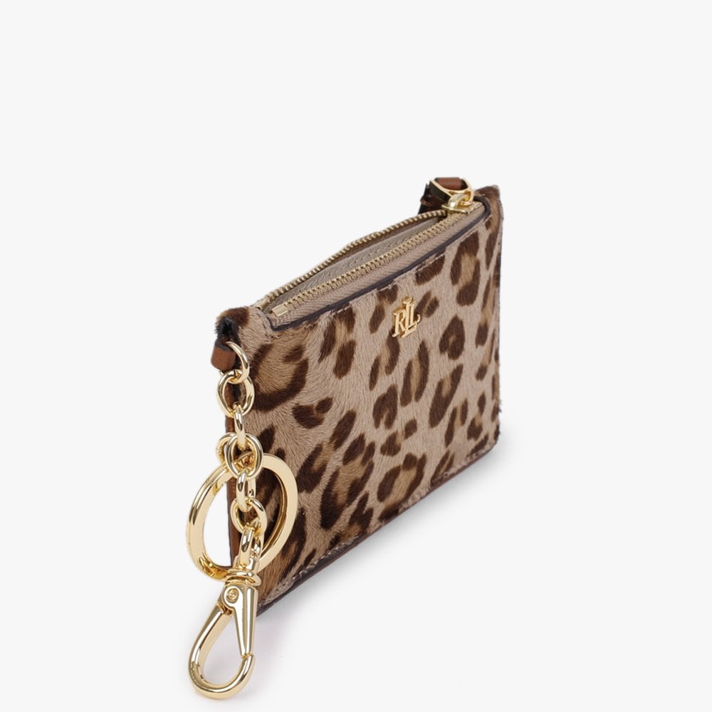 Zip Leopard Calf Hair & Reptile Leather Card Case