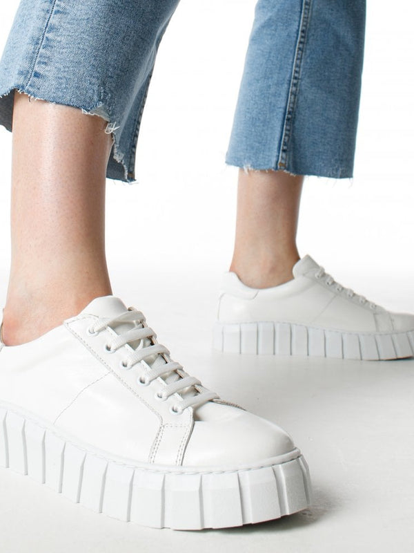 Boppy White Leather Chunky Trainers