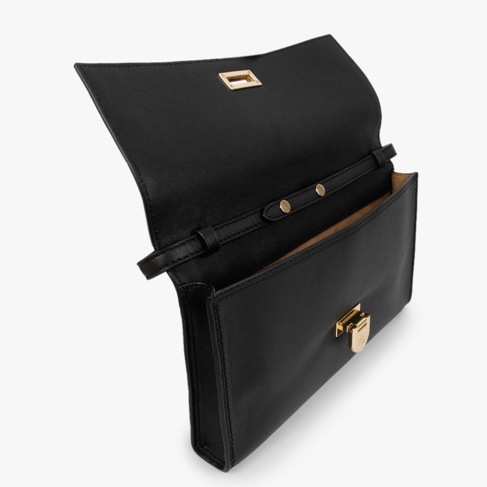 Evan 27 Black Leather Clutch Bag