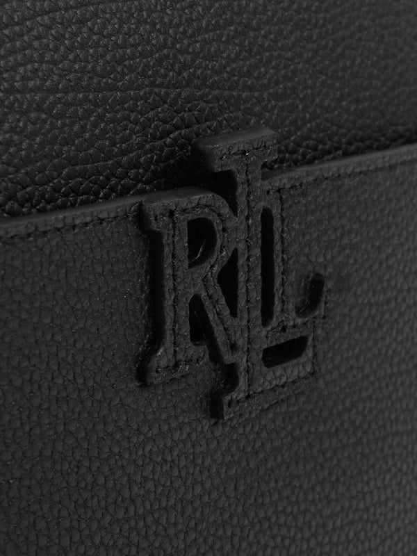 Carrie 24 Black Leather Logo Strap Cross-Body Bag