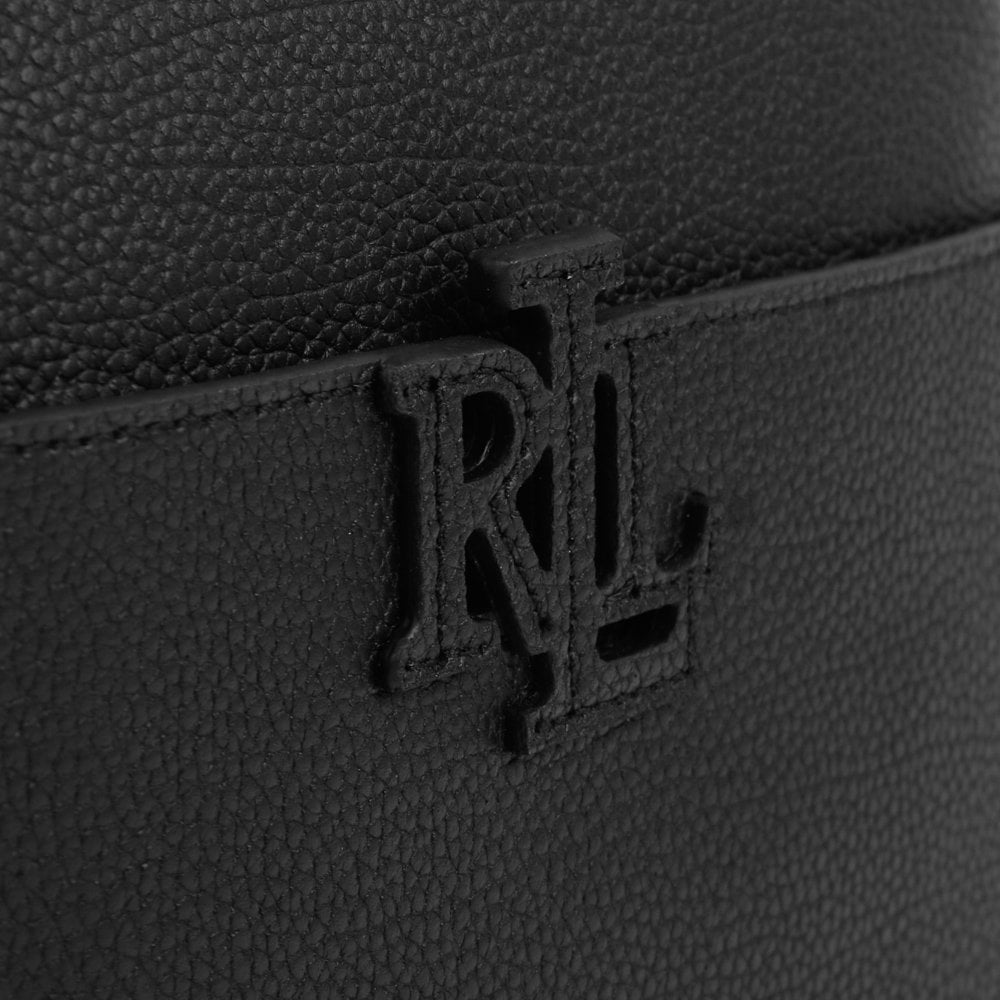 Carrie 24 Black Leather Logo Strap Cross-Body Bag