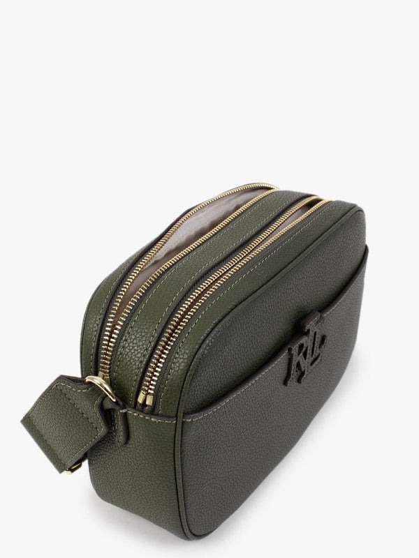 Carrie 24 Olive Leather Logo Strap Cross-Body Bag