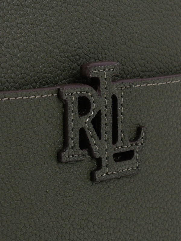 Carrie 24 Olive Leather Logo Strap Cross-Body Bag