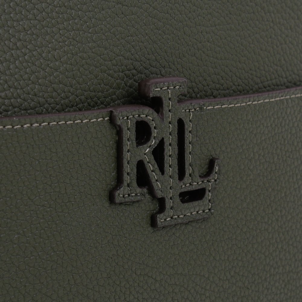 Carrie 24 Olive Leather Logo Strap Cross-Body Bag