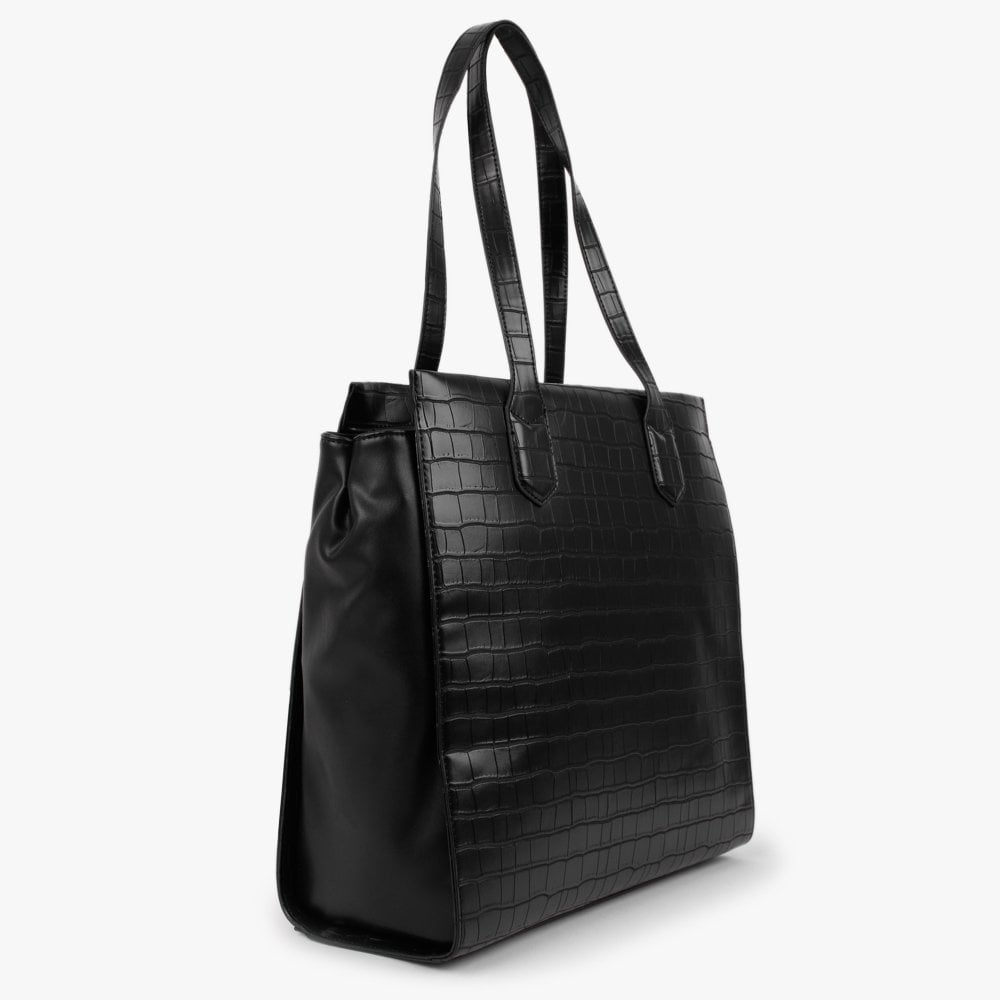 Satai Black Moc Croc Shopper Bag