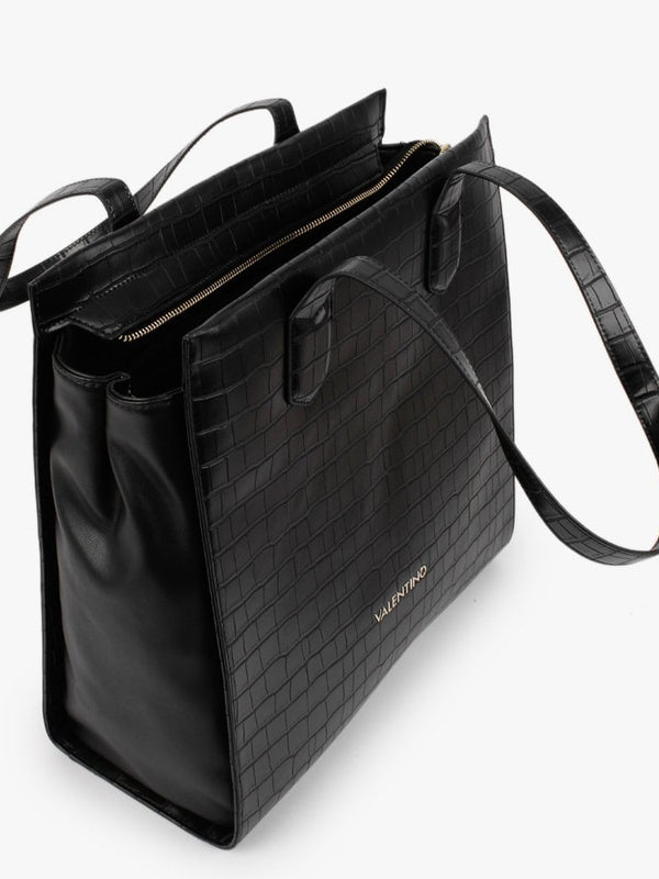 Satai Black Moc Croc Shopper Bag