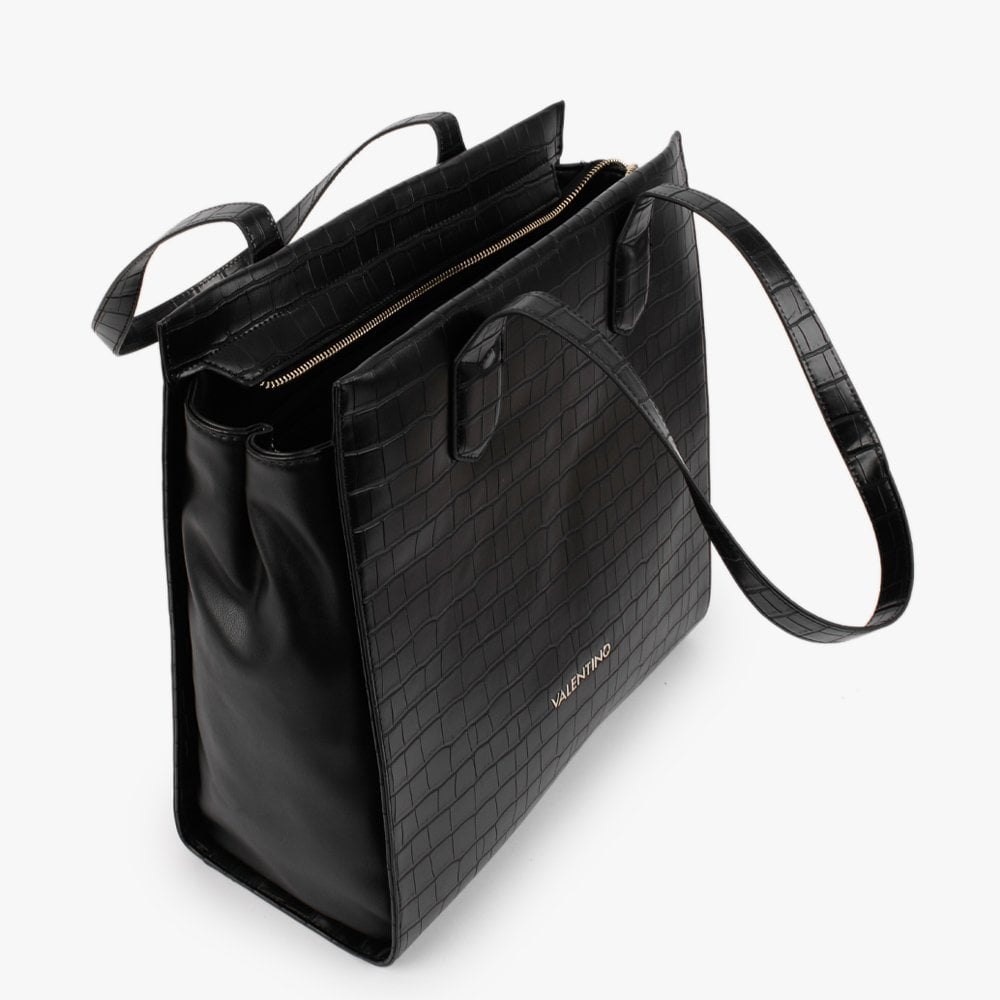Satai Black Moc Croc Shopper Bag