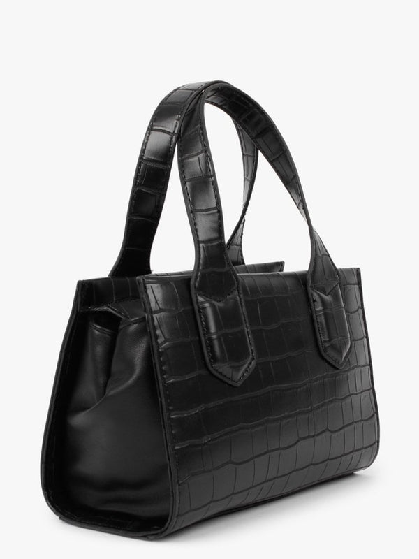 Mini Satai Black Moc Croc Tote Bag