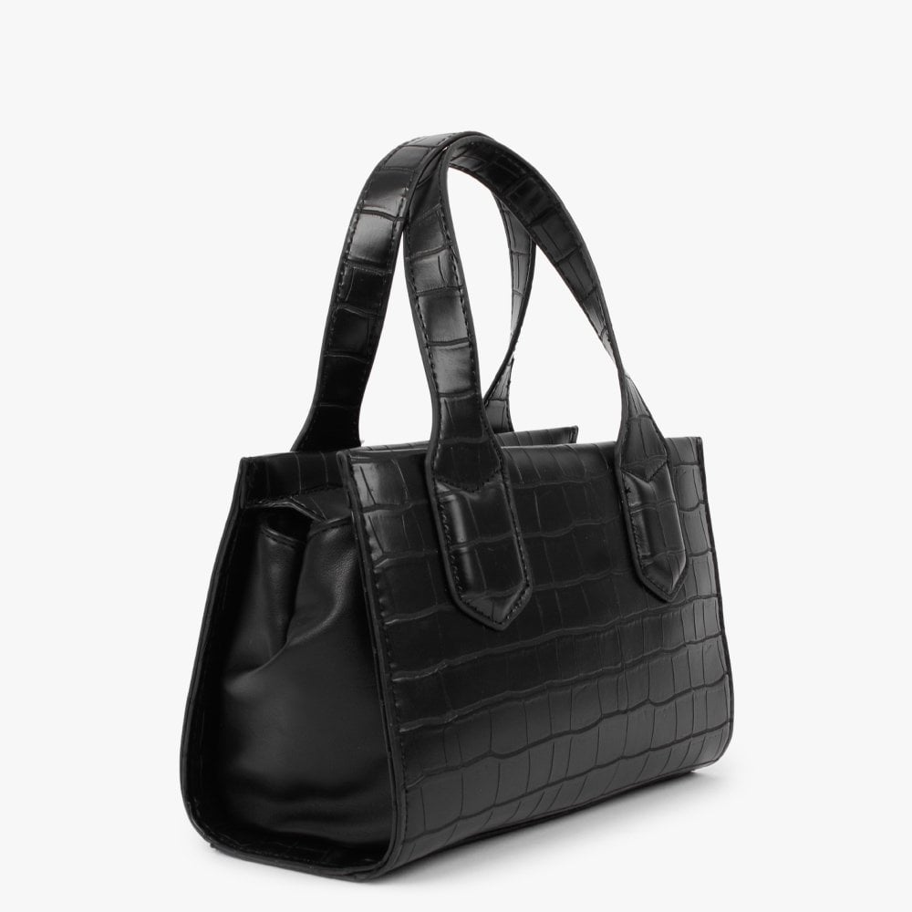 Mini Satai Black Moc Croc Tote Bag
