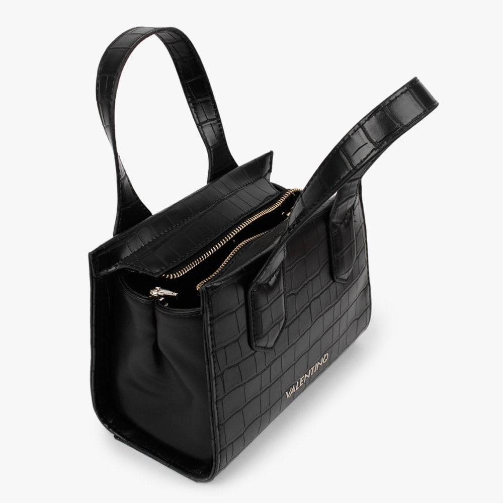 Mini Satai Black Moc Croc Tote Bag