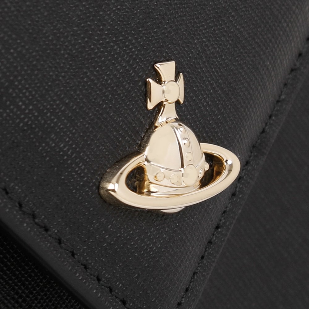 Saffiano Black Leather Envelope Clutch Bag