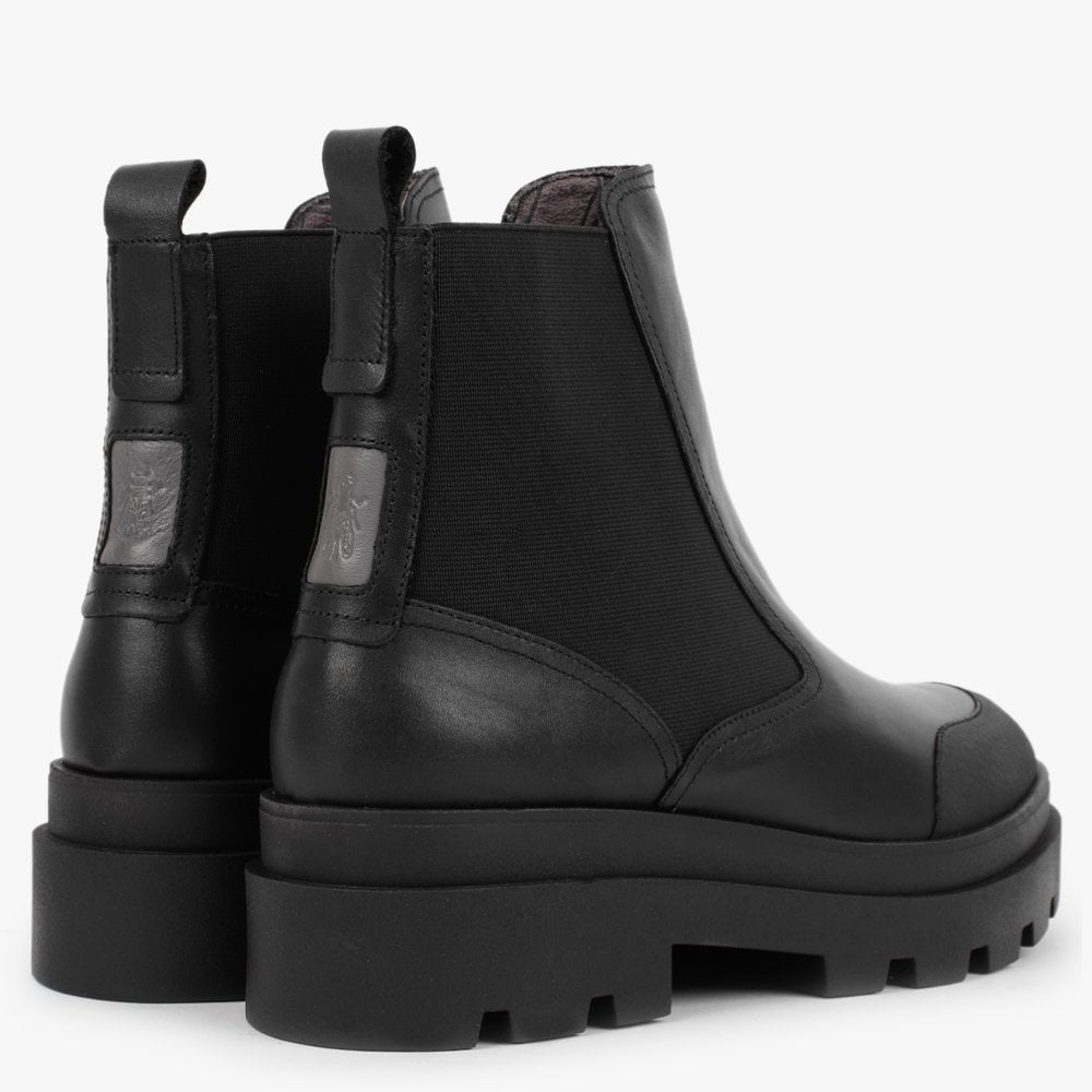 Jeba Black Leather Chunky Chelsea Boots
