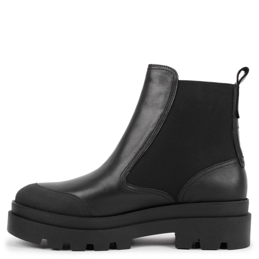 Jeba Black Leather Chunky Chelsea Boots