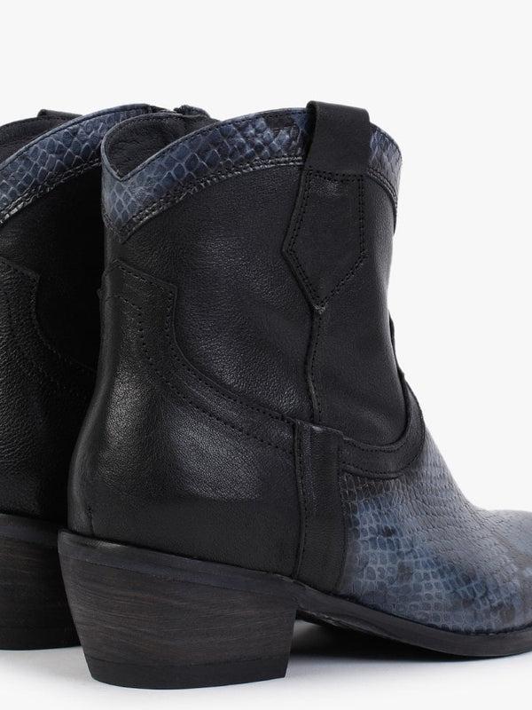 Maleo Navy Leather Reptile Western Boots
