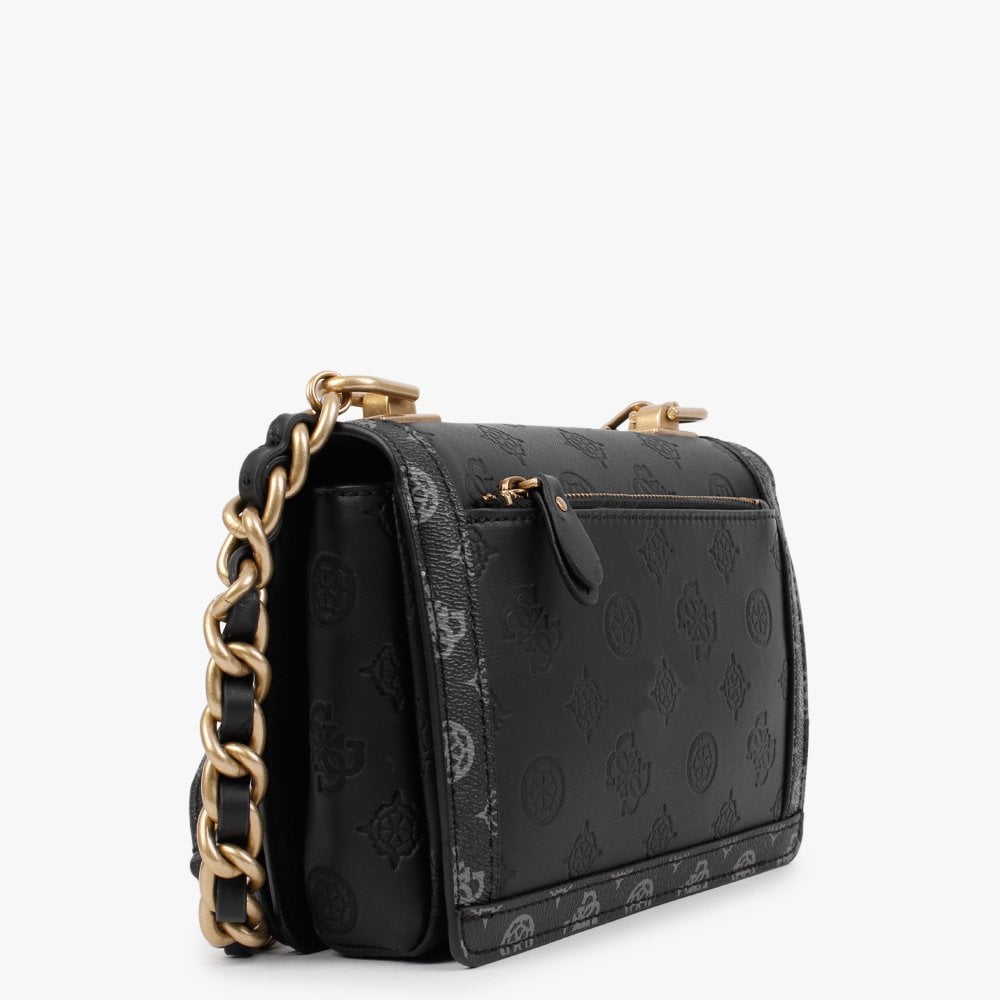 Abey Black Embossed Logo Cross-Body Bag