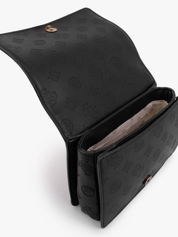 Abey Black Embossed Logo Cross-Body Bag