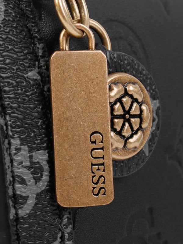 Abey Black Embossed Logo Cross-Body Bag