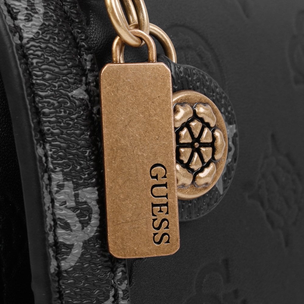 Abey Black Embossed Logo Cross-Body Bag