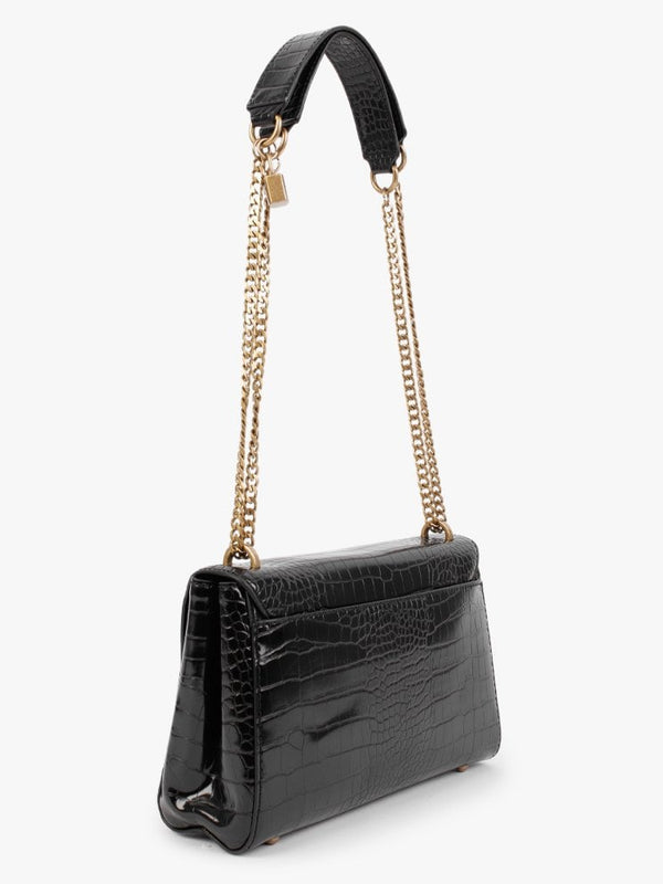 Katey Black Moc Croc Shoulder Bag