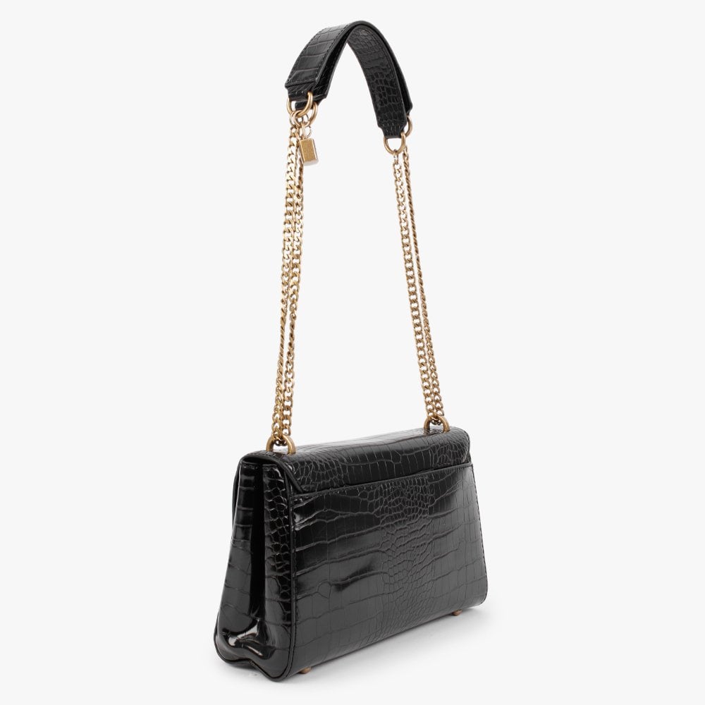 Katey Black Moc Croc Shoulder Bag