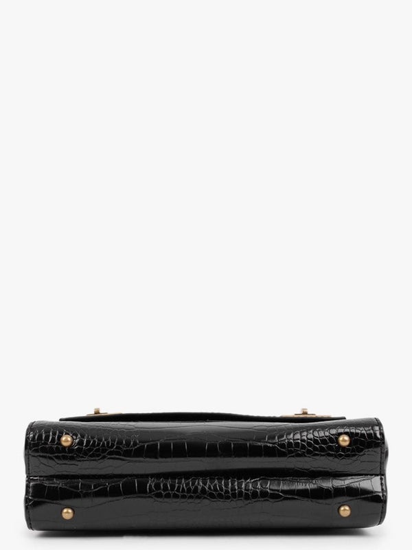Katey Black Moc Croc Shoulder Bag
