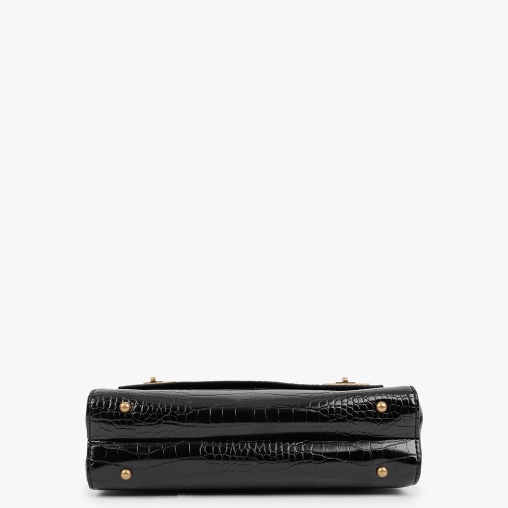 Katey Black Moc Croc Shoulder Bag