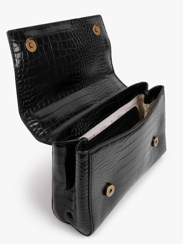 Katey Black Moc Croc Shoulder Bag