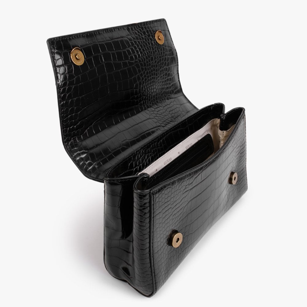 Katey Black Moc Croc Shoulder Bag