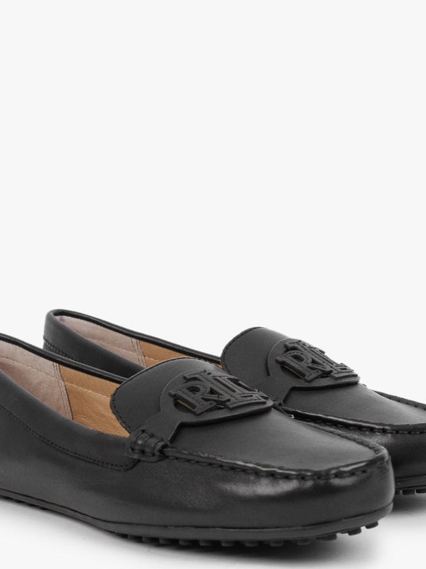 Brynn Driver Black Leather Loafers