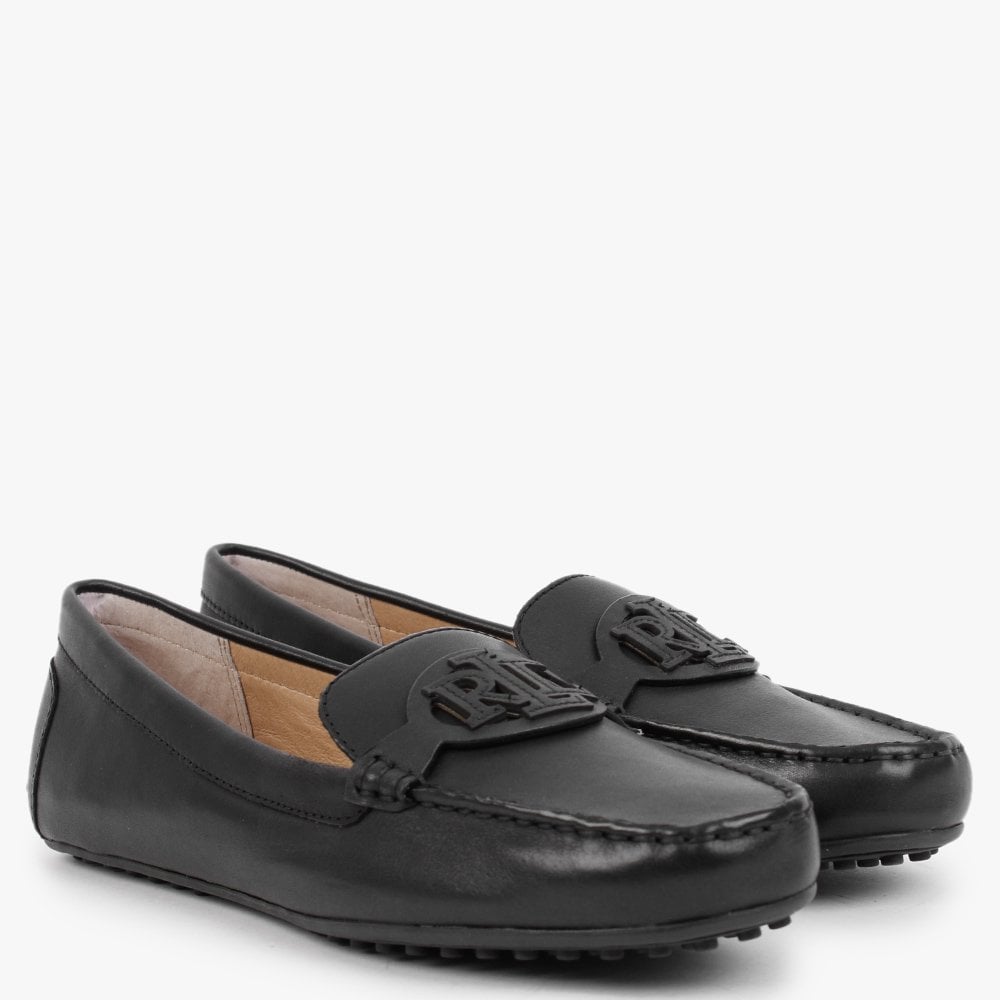 Brynn Driver Black Leather Loafers