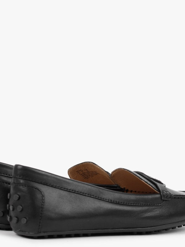 Brynn Driver Black Leather Loafers
