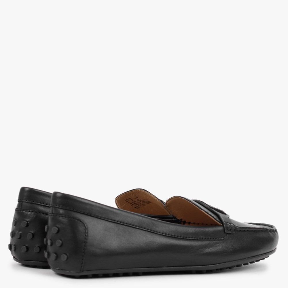 Brynn Driver Black Leather Loafers