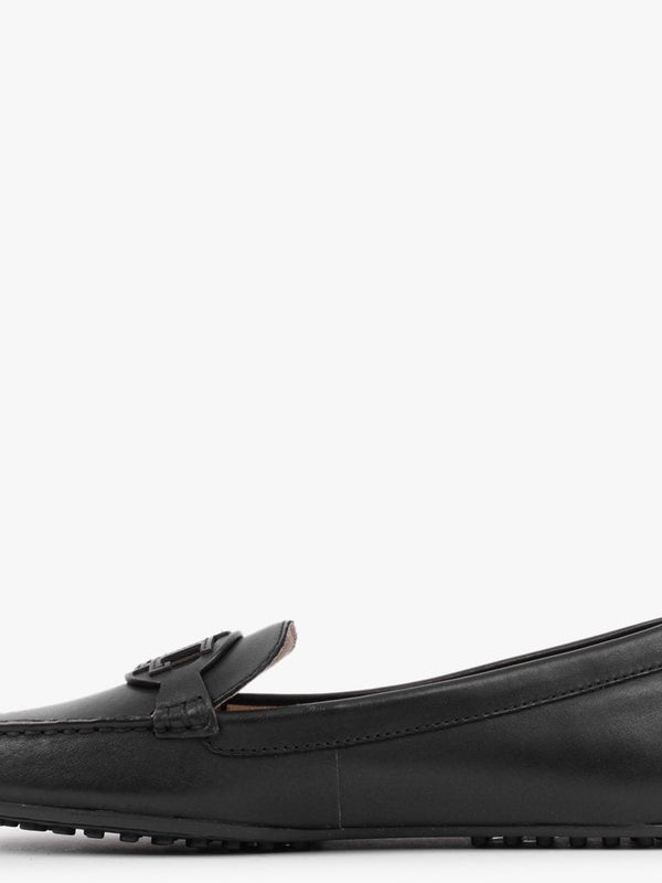 Brynn Driver Black Leather Loafers