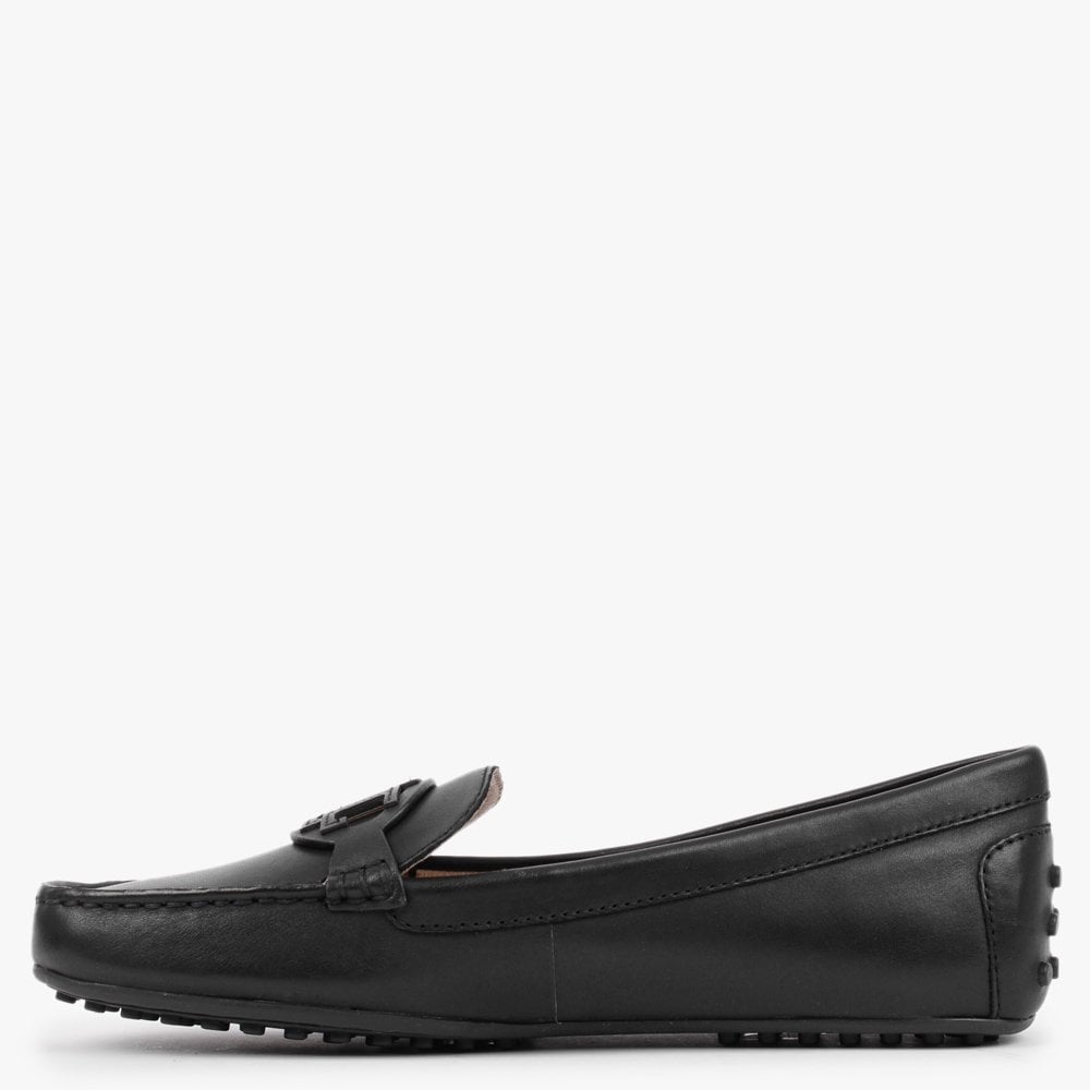 Brynn Driver Black Leather Loafers