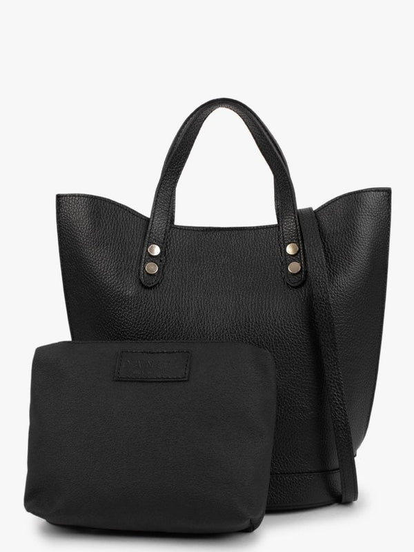 Lusset Black Leather Structured Shopper Bag