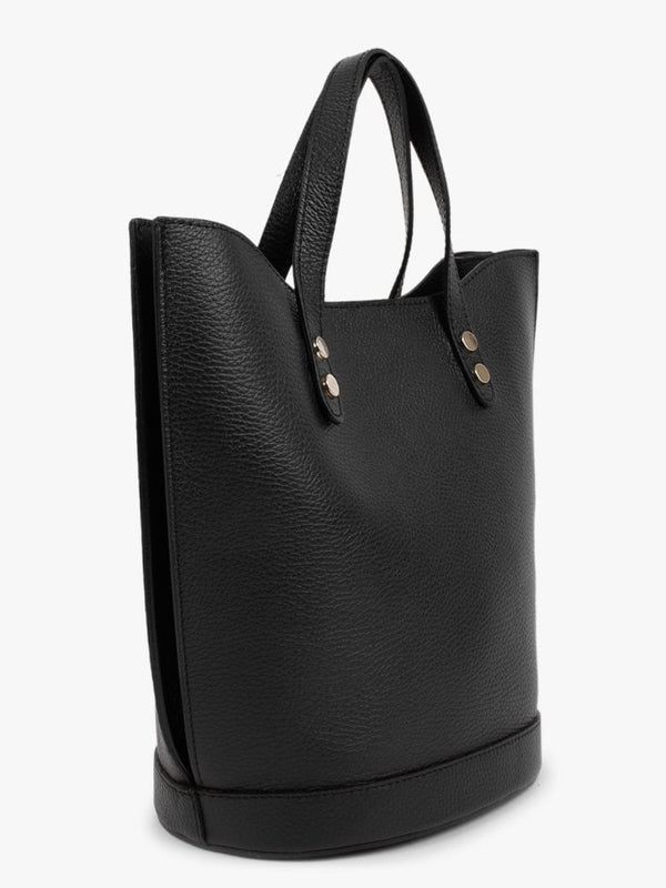 Lusset Black Leather Structured Shopper Bag