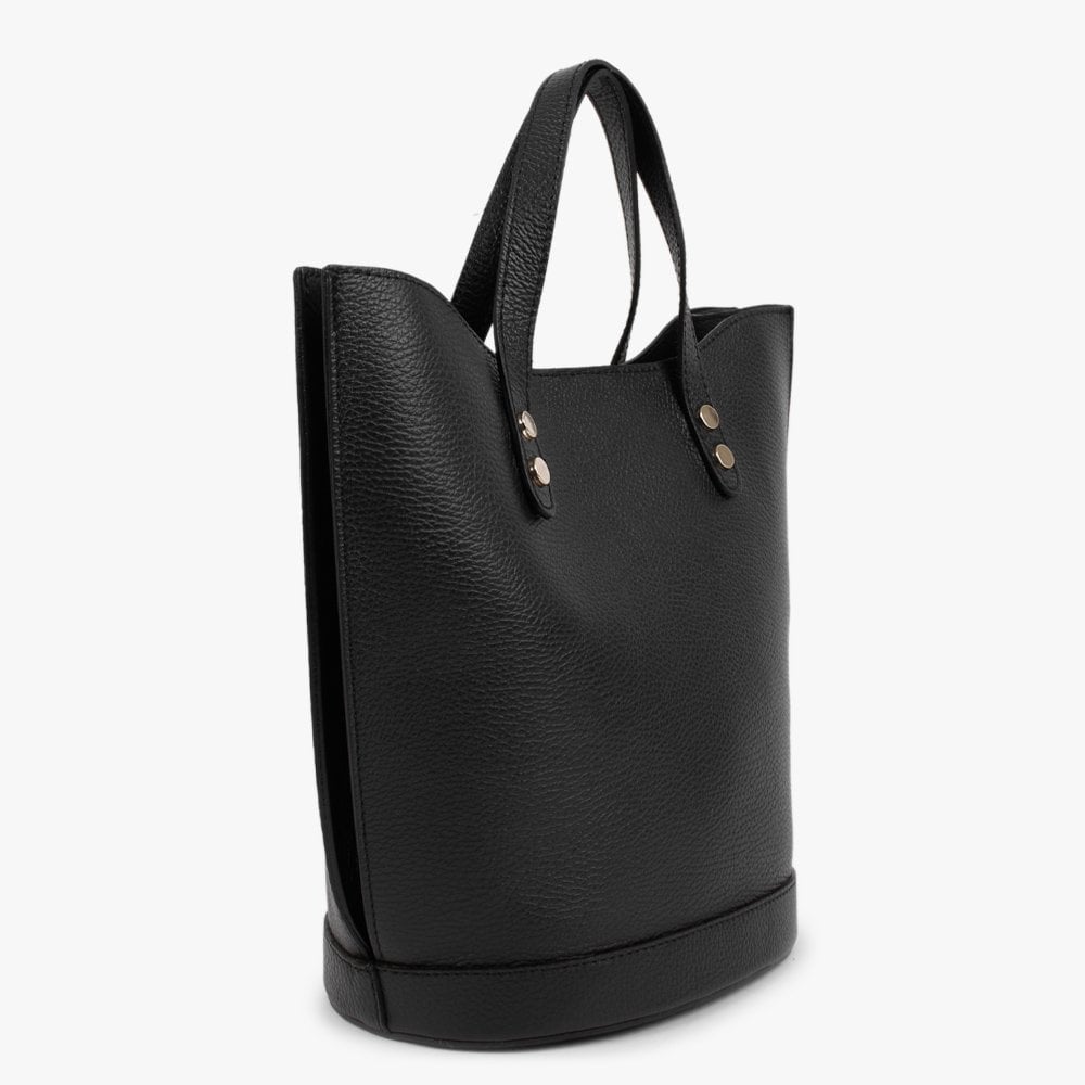 Lusset Black Leather Structured Shopper Bag